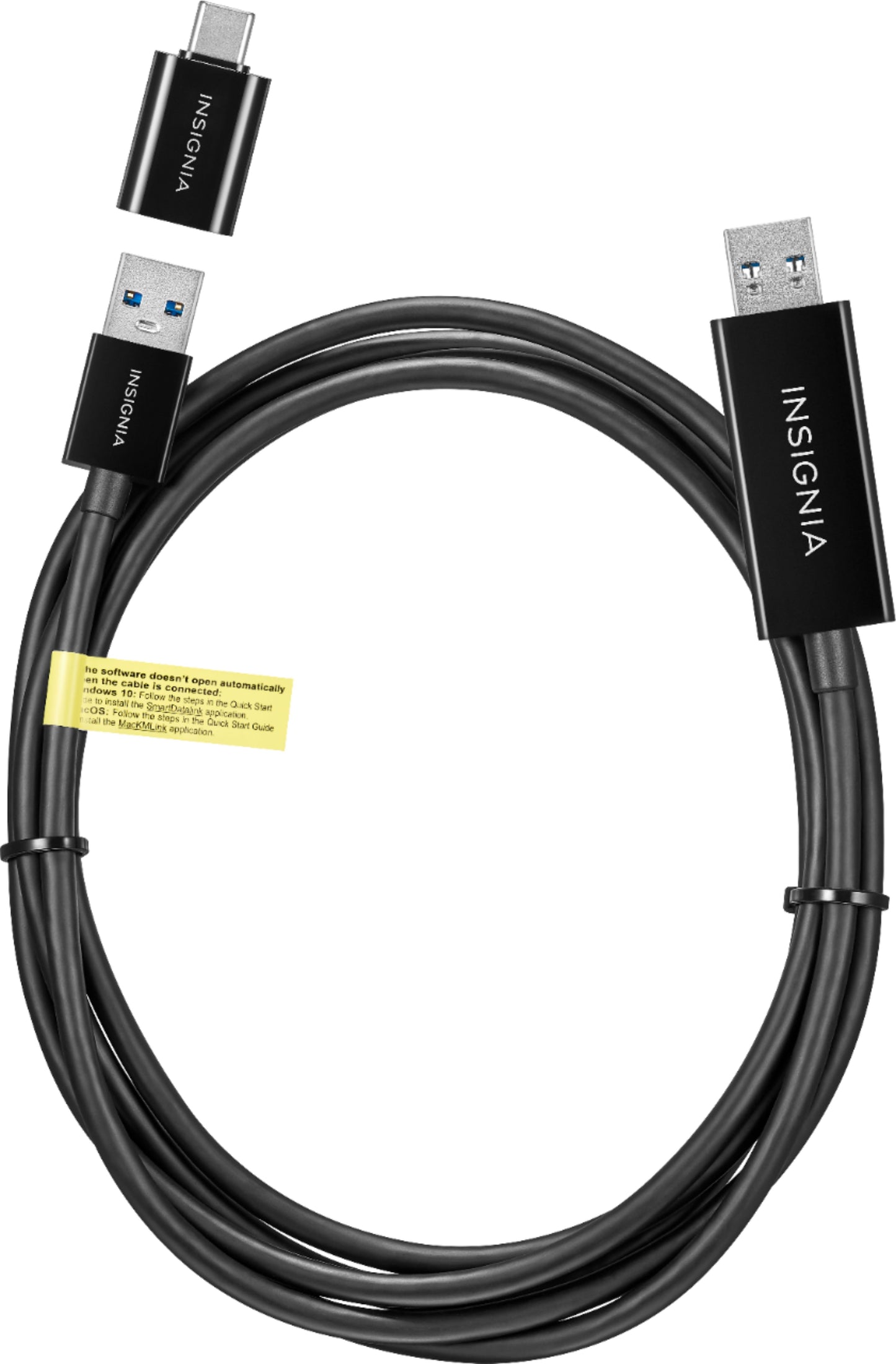 Insigni - 6' USB 3.0 File Transfer Cable - Black