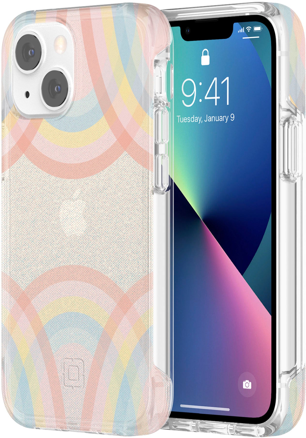 Incipio - Design Series Case for iPhone 13 Mini and iPhone 12 Mini - Rainbow Glitter Wash